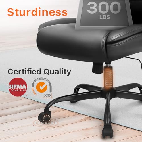 NEO CHAIR Office Desk Gaming Computer Home Chair Ergonomic Executive High Back Support Flip-up Arms Adjustable Height Swivel Rolling Wheels Comfy PU Leather (Black)