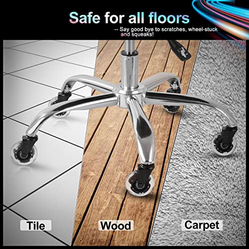 Hivexagon Office Chair Caster Set of 5 Rubber Replacement, Heavy Duty Universal Quiet Rolling Casters Fit Standard Office Chair for Hardwood Floors, Tiles and Carpet