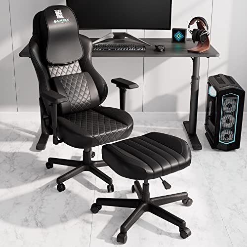 EUREKA ERGONOMIC Multi-Use Stool, Height Adjustable Swivel Rolling Stool Chair W Wheels, Ottoman Footrest for Gaming, Home Office, Black