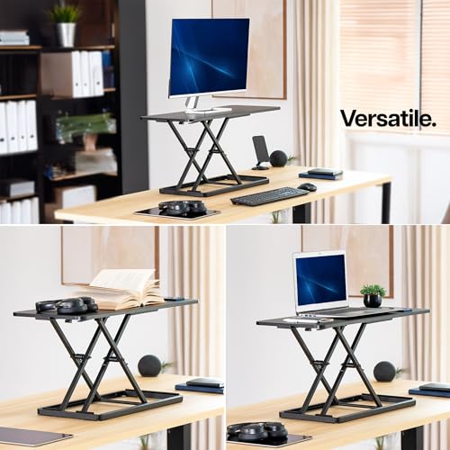 VIVO Single Top 30 inch Scissors Lift Keyboard and Mouse Riser, Height Adjustable Laptop Desk, For Ergonomic Sit Stand Workstations, Black, DESK-V030A