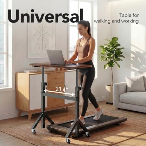 HUANUO 32'' Small Standing Desk Adjustable Heigh, Mobile Stand Up Desk with Wheels, Portable Rolling Desks for Walking Pad and Treadmill, Computer Laptop Desks for Home Office Space