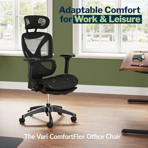Vari ComfortFlex Office Chair (Gen 2) - Ergonomic Chair with Dynamic Lumbar Support - Adjustable Headrest and Retractable Leg Rest - Fully Customizable for Home or Office