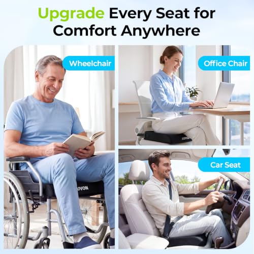 AUVON Gel Wheelchair Seat Cushion with Waterproof Cover for Pressure Sore & Ulcer, Ergonomic Chair Cushion with U-Cutout for Tailbone Pain, Back Pain Relief, Memory Foam Wheelchair Cushion, Anti-Slip