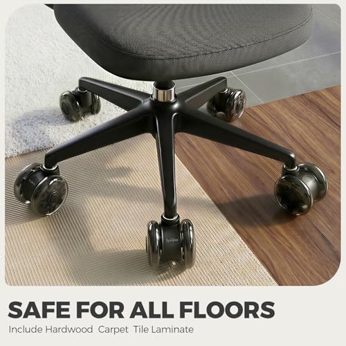 Sytopia 3-Inch Office Chair Wheels Set of 5, Quiet & Smooth Casters for Hardwood & Carpet, Universal Fit 11x22mm Replacement Wheels for Gaming Chairs, Heavy-Duty Supports 1000 lbs, Black