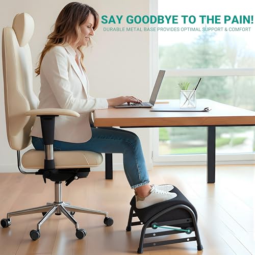 YEASHEIN Adjustable Foot Rest for Under Desk at Work, Ergonomic Foot Stools with 7 Positions, Elevated Cushion Under Desk Footrest with Metal Frame, Leg Rest Used for Home, Car, PC Gaming Accessories