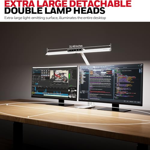Honeywell LED Desk Lamp with Base - HJ1WT Sunturalux Eye-Caring Architect Desk Lamp for Home Office, 1200LM Computer Desk Light 4 Color Modes Stepless Dimming Task Desk Light with Timer Function White