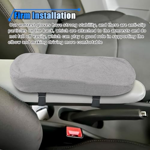 BDZMC 2PCS Car Seat Armrest Covers, Soft & Comfortable Office Chair Arm Pad, Anti-Scratch Car Armrest Cushion, Universal Car Armrest Pillow Protector Cover for Most Cars (Grey)