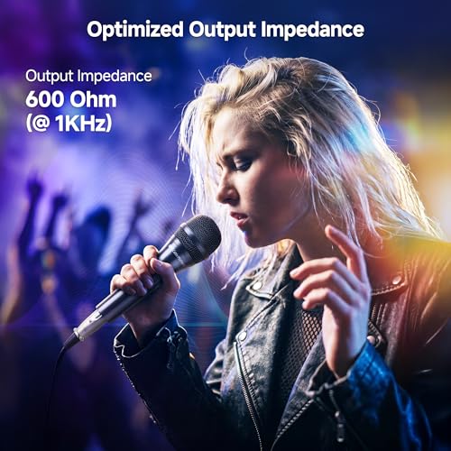 Cable Matters 2-Pack Cardioid Dynamic Vocal Microphones with 15 ft Cable, 6.35mm Wired Microphone for Singing/Singing Machine Karaoke Microphone