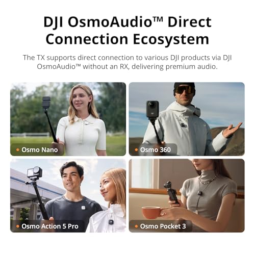 DJI Mic Mini (2 TX + 1 RX + Charging Case), Wireless Lavalier Microphone for iPhone/Camera/Android, Ultralight, Detail-Rich Audio, 48h Use, Noise Cancelling, Automatic Limiting, Vlog, Streaming
