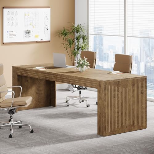 Tribesigns 79-Inch Extra Long Desk, Two Person Double Desk for Home Office, Wooden Long Computer Desk Writing Table for Office, Natural Oak