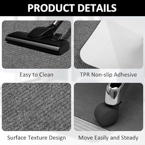 Office Chair Mat for Hardwood Floor&Tile,55"x35" Anti-Slip Desk Chair Mat,Low-Pile Mat,Multi-Purpose Hardwood Floor Protector for Office,Home (Light Grey, 35 * 47IN)