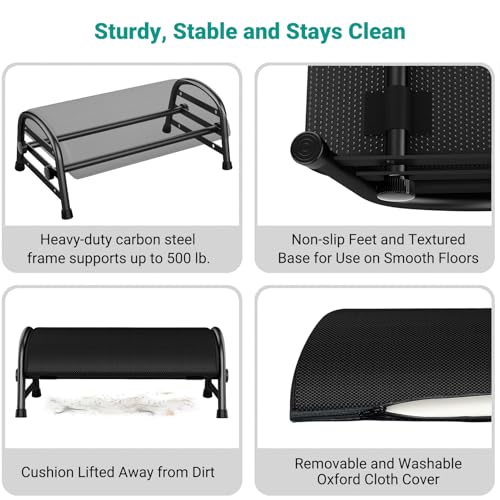 YEASHEIN Adjustable Foot Rest for Under Desk at Work, Ergonomic Under Desk Footrest with 6 Positions, Foot Stools for Under Office Desk Chair, Leg Rest for Home, Car, Computer, Gaming Accessories