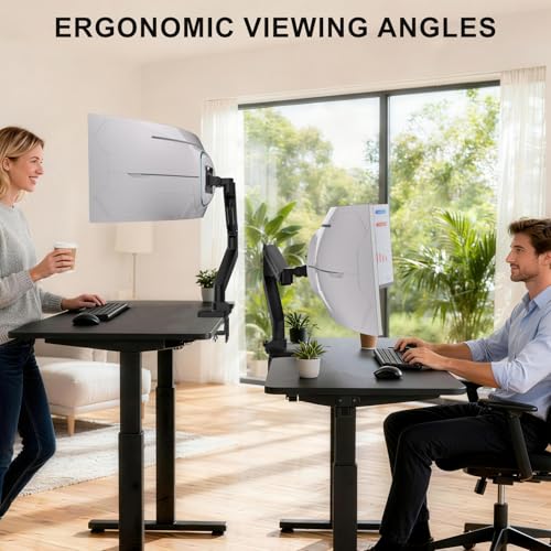 WALI Ultrawide Single Monitor Arm for 13-49 Inch Heavy Duty 1000R Curved Screens, up to 44 Lbs, Adjustable Single Monitor Desk Mount with C-Clamp, Grommet Base, 75/100mm VESA Mount (GSM001XL), Black