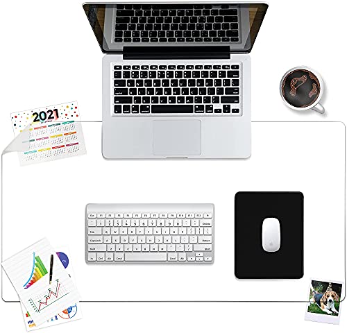 Awnour Clear Desk Mat - Multi-Functional Desk Pad, 32 x 16 inches - Durable Desk Protector with Anti-Slip Base, Transparent View, Spill-Resistant Design