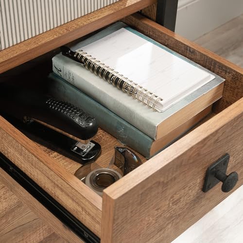 Sauder Station House Single Pedestal Desk, Etched Oak Finish