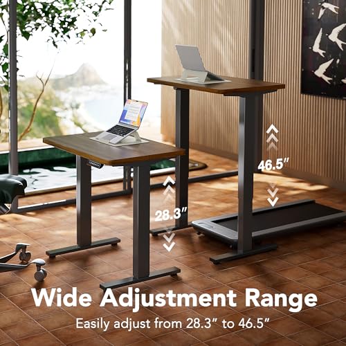 HUANUO 32" Small Electric Standing Desk Adjustable Height, 4 Memory Height Settings, Sit Stand Up Desk for Home Office & Computer Workstation, Black Walnut