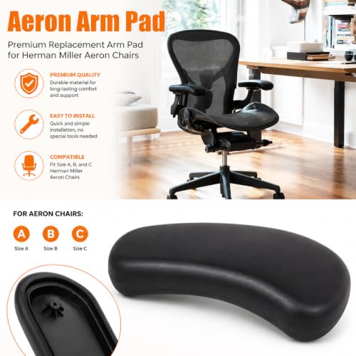 Office Chair Arm Pads Replacement for Herman Miller Classic Aeron Chair Graphite, 2Pack 100% Polyurethane Finish, Black