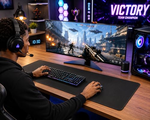 KTRIO Large Gaming Mouse Pad Desk Mat for Gamer, 31.5" x 11.8", Black