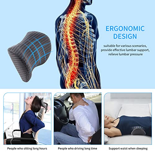 FOUSUPDT Lumbar Pillow, Memory Foam Lumbar Support Pillow for Office Chair and Car Seat, Back Support Pillow for Lower Back Pain Relief, Support Cushion Back Pillow for Sleeping, Driving, Resting