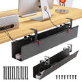 Cotohim Under Desk Cable Management Tray - Under Desk Cord Management - Clamp/Screw Mount - Fabric Wire Management - Cable Raceways Tray Cord Hiders for Office/Home (Black, 35.8"×5.6")