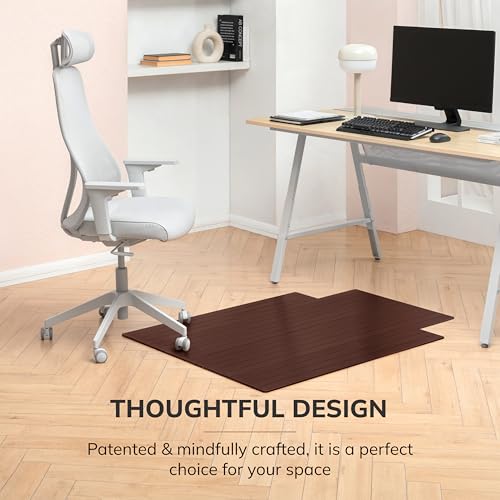 Anji Mountain Office Chairmat Thickest & Sturdy Bamboo Chairmats Highly Premium Quality Anti-Slip Heavy Duty For Multi-Purpose Hardwood Floor Office & Home Floor Protector Office Chair mat-5mm Thick