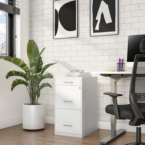 Staples 3-Drawer Vertical File Cabinet, Letter Size Documents, Lockable & Mobile, 18.9" D x 14.3" W x 26.9" H, White