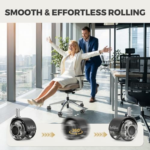 Office Chair Wheels 2" Desk Chair Caster Wheels Smooth Roller Style Quiet for Carpet and Hardwood Floors Universal Fit 11x22 mm Set of 5 Grey