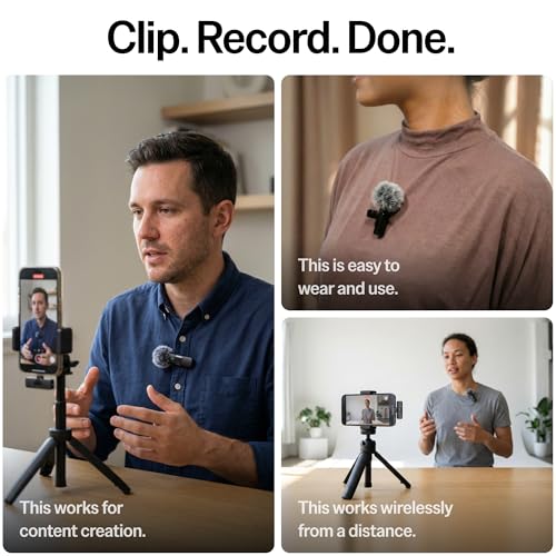 Mini Mic Pro (Latest Model) – #1 Microphone for iPhone & Android, Wireless Mini Microphone, ClearVoice™, Noise Cancelling, Lavalier Mic for TikTok, YouTube & Interviews