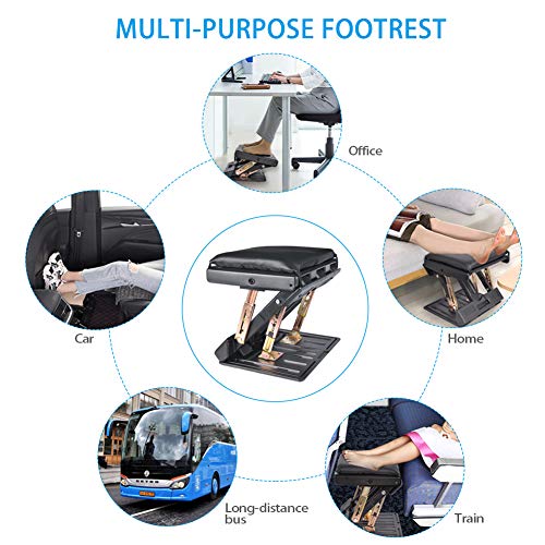 Leermart Foot Rest for Under Desk at Work 4-Level Height Adjustable, Ergonomic Foldable Footrest for Office, Gaming,Computer, Soft & Removable Pad Desk Foot Stool Suitable for All Seasons