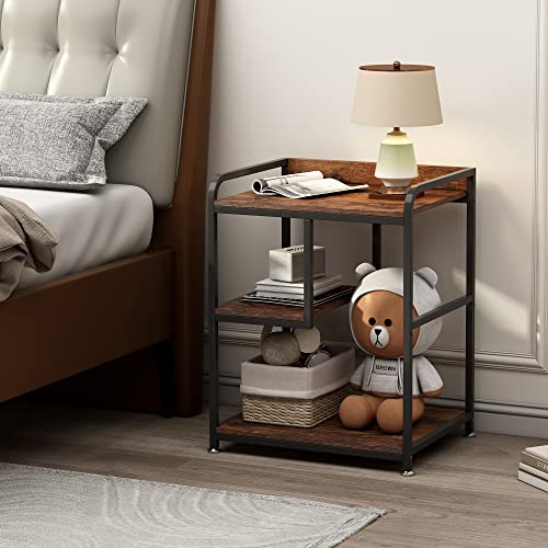 Fannova 22 x 18 Inch Large Printer Stand, Mobile Printer Table with Wheels for Home Office Storage and Organization, PC Tower Stand, Host Computer Cart, Shelf for Desktop CPU Shredder - Rustic Brown