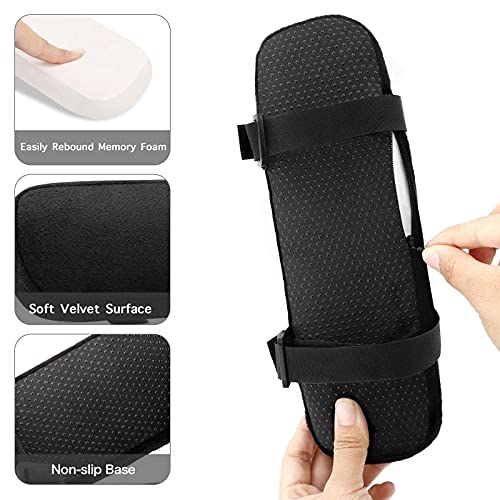 MOSISO Chair Armrest Pads (2 Pack), Memory Foam Home/Office Chair Arm Rest Covers Comfy Computer Gaming Elbow Cushion Removable Washable Elbow Support Forearm Pressure Relief, Black