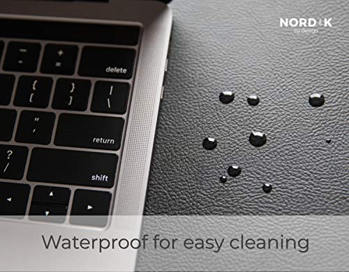 Nordik Leather Desk Mat Cable Organizer - Pebble Black 35 X 17 inch - Premium Mouse Mat - Felt Vegan Leather Desk Pad Protector - Desk Blotter Matt Keyboard - Large Desk Matt for Desktop Computer