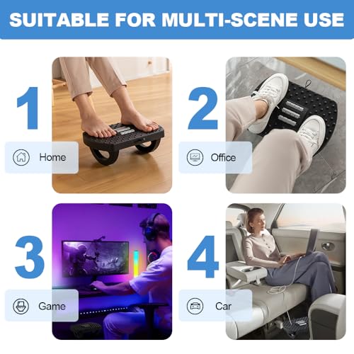 CasaZenith Under Desk Footrest, Foot Rest for Under Desk at Work, Ergonomic Foot Stool for Office Desks, Small Rocking Footrest with Massage Roller&Portable Handle, Leg Rest, 13" L x 9.2" W x 4.7" H