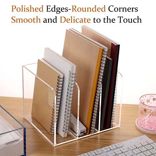 Magazine Holder, Clear Acrylic Magazine Rack, File Organizer for Office Desk, Book Organizer,-One-Piece-3 Vertical spaces,1 pack (B5)……