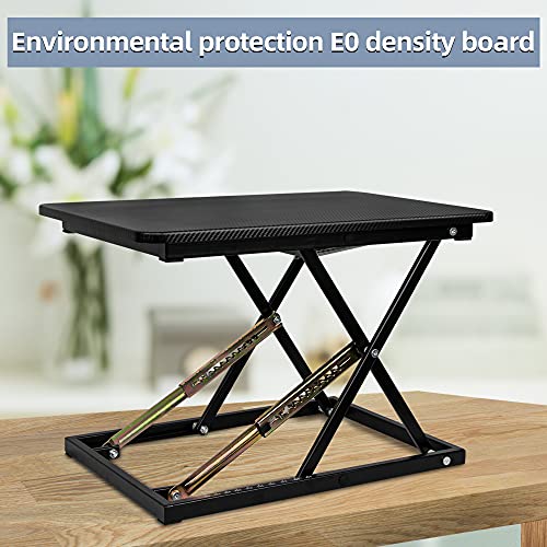 STANDNEE Standing Desk Converter, Height Adjustable Sit Stand Desk Converter, Fully Assembled Monitor Desk Riser for Standing or Sitting, Black, Pattern