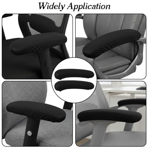 Guduling 2-Pack Arm Rest Pads for Office Chairs,Black Computer Chair Arm Rest Pads,Stretchable & Removable Universal Arms Rests Covers for Office Chair, Gaming & Desk Chairs