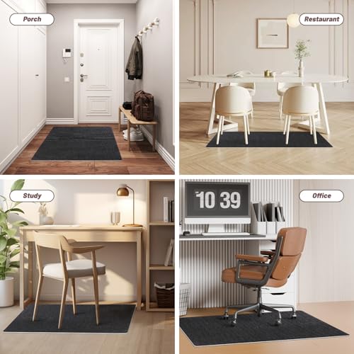 Riveroy Office Chair Mat - for Hardwood Floors, Large Non-Slip Easy-Clean Floor Protection Blanket (Black, “48 x 36in”).