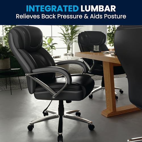 Flash Furniture HERCULES Series Big & Tall 500 lb. Rated Black LeatherSoft Executive Swivel Ergonomic Office Chair with Extra Wide Seat