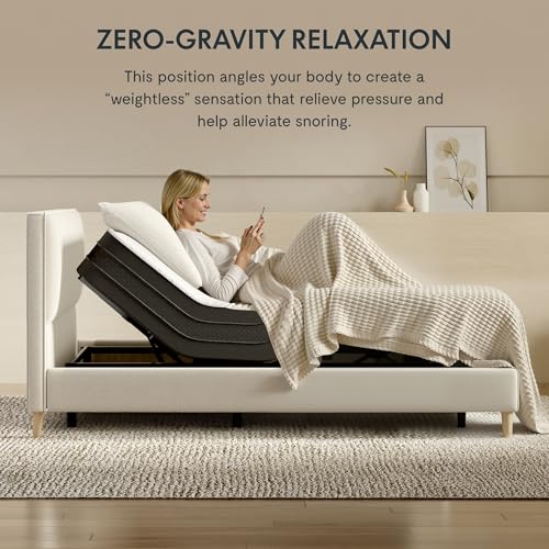FLEXISPOT Adjustable Bed Frame Base Queen, Head and Foot Incline, Zero Gravity, One-Touch Flat, 2 Memory Settings, Wireless Remote, Flashlight, Whisper Quiet Durable Motor, Mattress Holder, S2E-PRO