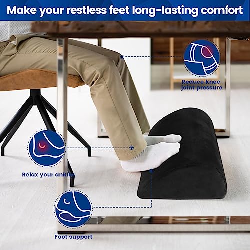 Foot Rest for Under Desk at Work,Office Desk Accessories with Soft Foam and Washable Removable Cover, Foot Stool for Office, Car, Home to Foot Support and Relax Ankles, Black