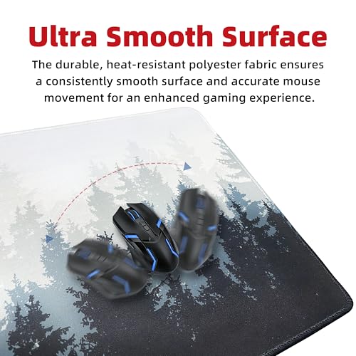 Galdas Mouse Pad For Gaming,Forest Background Pattern XXL XL Large Mouse Mat Long Extended MousePad Desk Mat Non-Slip Rubber Mice Pads Stitched Edges Thin (31.5 x 11.8 x 0.12 Inches) Tree