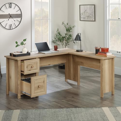 Sauder Hillmont Farm L Desk, Timber Oak Finish