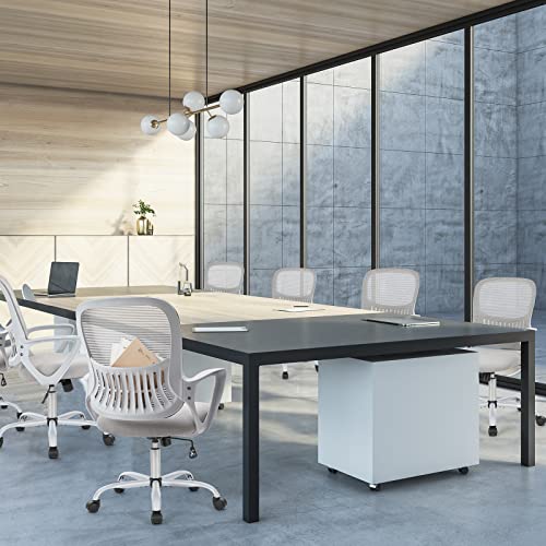 Sweetcrispy Ergonomic Mid-Back Mesh Home Office Desk Chair with Wheels, Managerial Executive Chair with Lumbar Support, and Comfortable Armrests for Home, Bedroom, Study, Office, Grey