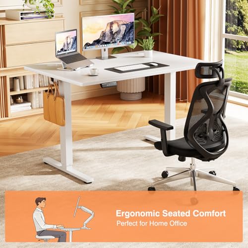 Sweetcrispy Electric Standing Desk Adjustable Height, 40x24 Inch Sit Stand Up Home Office Desks Computer Workstation PC Work Table with 3 Memory Preset Splice Wood Board Metal Frame, White