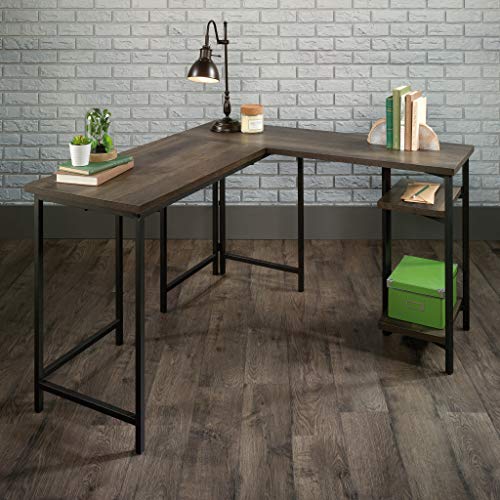 Sauder North Avenue L-Shaped Desk, Smoked Oak Finish