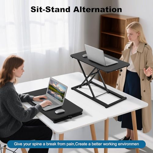 Rxrpexjke Height Adjustable Standing Desk Converter,Keyboard Riser for Stand Up Desk,Computer Keyboard Stand for Desktop,Portable Workstation Table for Home Office Black 23.6 Inch