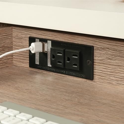 Sauder® Dixon City 33"W Computer Desk Cabinet With Storage, Brushed Oak™/Pebble White™
