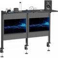 VIVO Steel Triple Clamp 47 x 31 inch Desk Pegboard System with 2 Monitor Mounts and Storage Shelf, Fits up to 32 inch Screens, Office Accessory Organizer, Black, PP-DK48SB