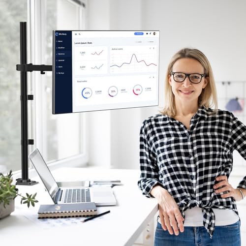 WALI Monitor Arm Mount for Desk, Single Extra Tall Computer Desk Mount, Monitor Bracket Mount Stand Single, up to 32 inch, 22 lbs (M001XL), Black