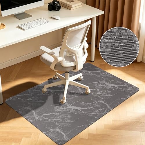 Vaukki Office Chair Mat for Hardwood, 36" x 48" Computer Chair Mat for Rolling Chairs, PVC Plastic Desk Office Floor Rug, Non Slip Heavy Duty Marble Desk Floor Protector for Office, Coffee